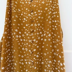 Floral Button-Down Dress in Mustard